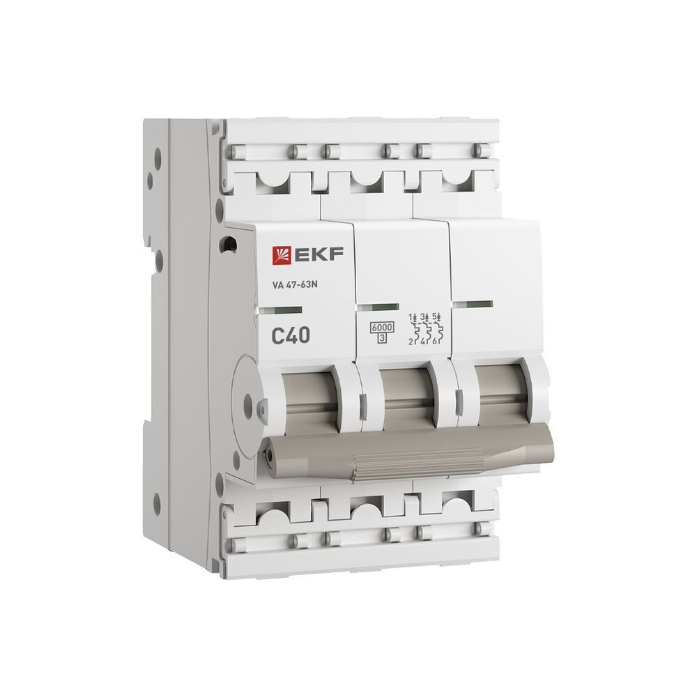 original-19600.jpg Автоматический выключатель модульный EKF PROxima ВА 47-63N 3P 40А тип C 6 кА 400 В (M636340C) — изображение 1