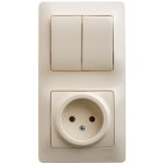 Блок выключатель и розетка Systeme Electric Glossa двухклавишный встраиваемый бежевый (GSL000272)