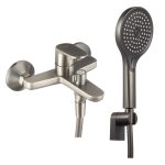 Смеситель для ванны Corsa Deco CX графит однорычажный с коротким изливом с лейкой (FBTCX1MG)