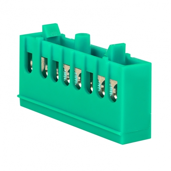 original-20103.jpg Шина нулевая в изолированном корпусе на DIN-рейку EKF PROxima 6х9 мм 8 отверстий зеленая (20 шт.) (sn0-63-8-ig) — изображение 1