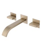 Смеситель для раковины встраиваемый Abber Wasserfall золото двухвентильный (AF8612G)