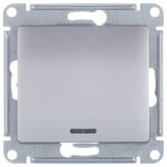 Выключатель Systeme Electric Glossa одноклавишный встраиваемый алюминий с подсветкой (GSL000313)