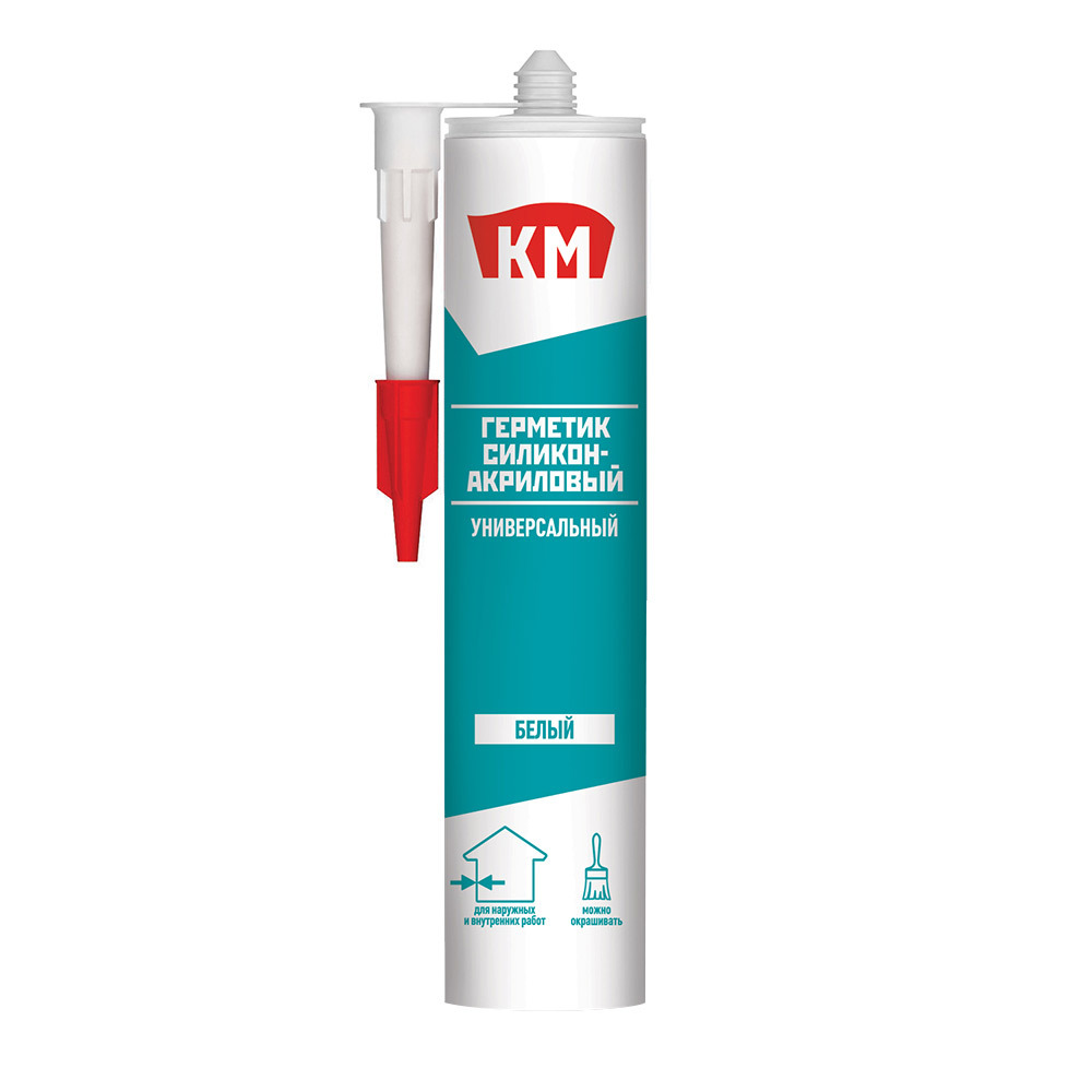 original-20596.jpg Герметик силикон-акриловый универсальный КМ белый 280 мл — изображение 1