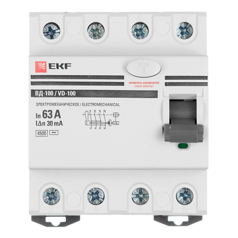original-20983.jpg УЗО EKF PROxima ВД-100 63А 3P+N тип AC 30 мА 4,5 кА (elcb-4-63-30-em-pro) — изображение 1