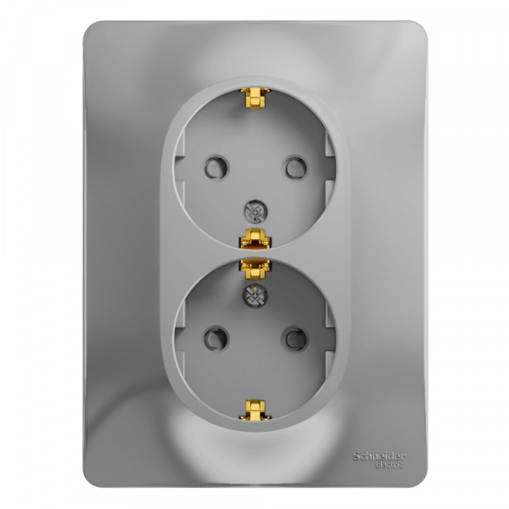 original-22185.jpg Розетка Systeme Electric Glossa встраиваемая алюминий со шторками (GSL000326) — изображение 1