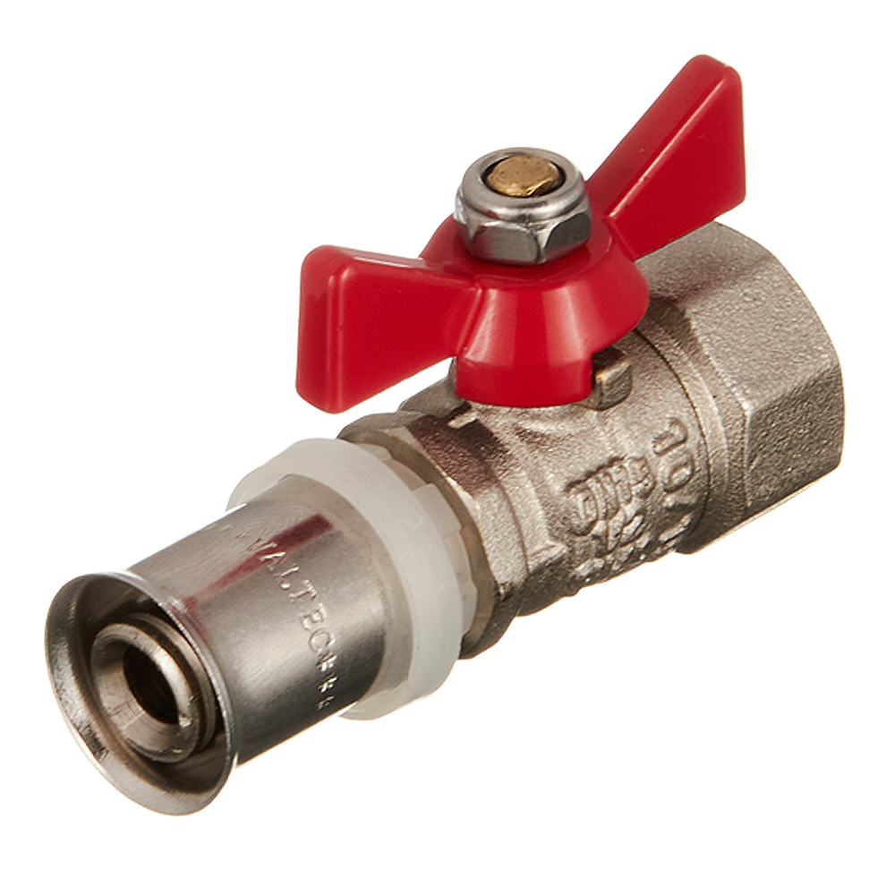 original-22204.jpg Кран шаровой латунный Valtec 16(пресс) x 1/2 ВР(г) для металлопластиковых труб бабочка прямой (VT.242.N.1604) — изображение 1