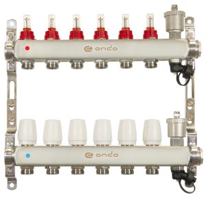 Коллекторная группа с расходомерами Ondo 1 ВР(г) х 6 выходов 3/4 НР(ш) ЕК х 1 ВР(г)