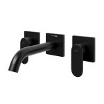 Смеситель для раковины встраиваемый WasserKraft Elbe черный двухрычажный со скрытой частью в комплекте (7445)