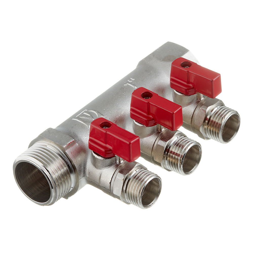 original-23414.jpg Коллектор Valtec 1 ВР(г) х 3 выхода 1/2 НР(ш) х 1 НР(ш) с шаровыми кранами (VTc.580.N.0603) — изображение 1