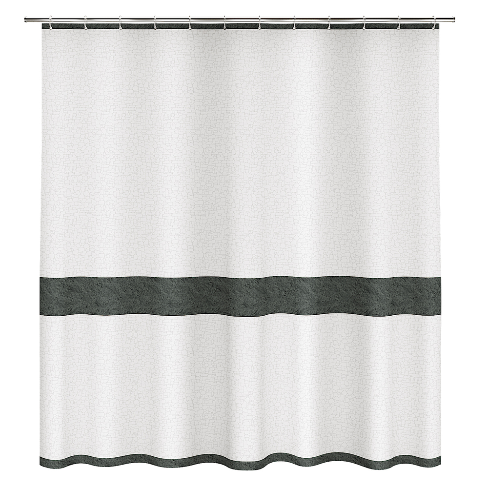 original-23752.jpg Штора для ванны Fora Stone Black 1800х1800 мм полиэстер белая/черная (FOR-STN204BL) — изображение 1