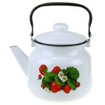Чайник эмалированный Магнитогорская эмаль Земляника 3,5 л белый