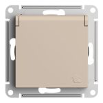 Розетка Systeme Electric AtlasDesign встраиваемая песочная со шторками с крышкой (ATN001246)
