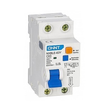 original-24498.jpg Автомат дифференциальный Chint NXBLE-63Y 50А 1P+N тип AC 30 мА 4,5 кА (105547) — изображение 1