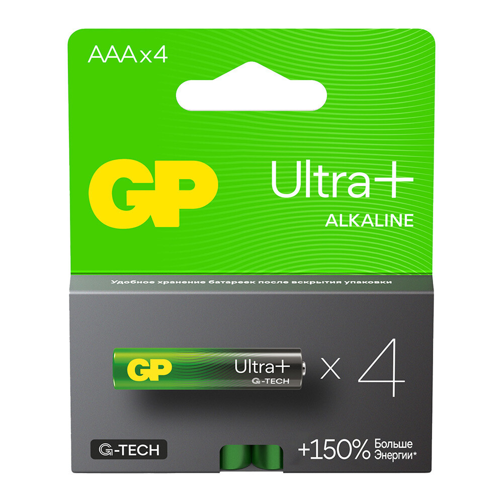 original-2453.jpg Батарейка GP Batteries Ultra+ Алкалин AAA мизинчиковая LR03 1,5 В (4 шт.) (GP 24AUPA21-2CRSB4) — изображение 1
