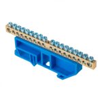 Шина нулевая на DIN-изоляторе EKF PROxima 6х9 мм 18 отверстий синяя (20 шт.) (sn0-63-18-d)