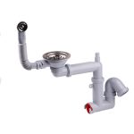 Сифон для мойки АНИ пласт 3 1/2х40 мм со смещением с выпуском d115 мм с переливом с соединением 40 мм (F5345S)