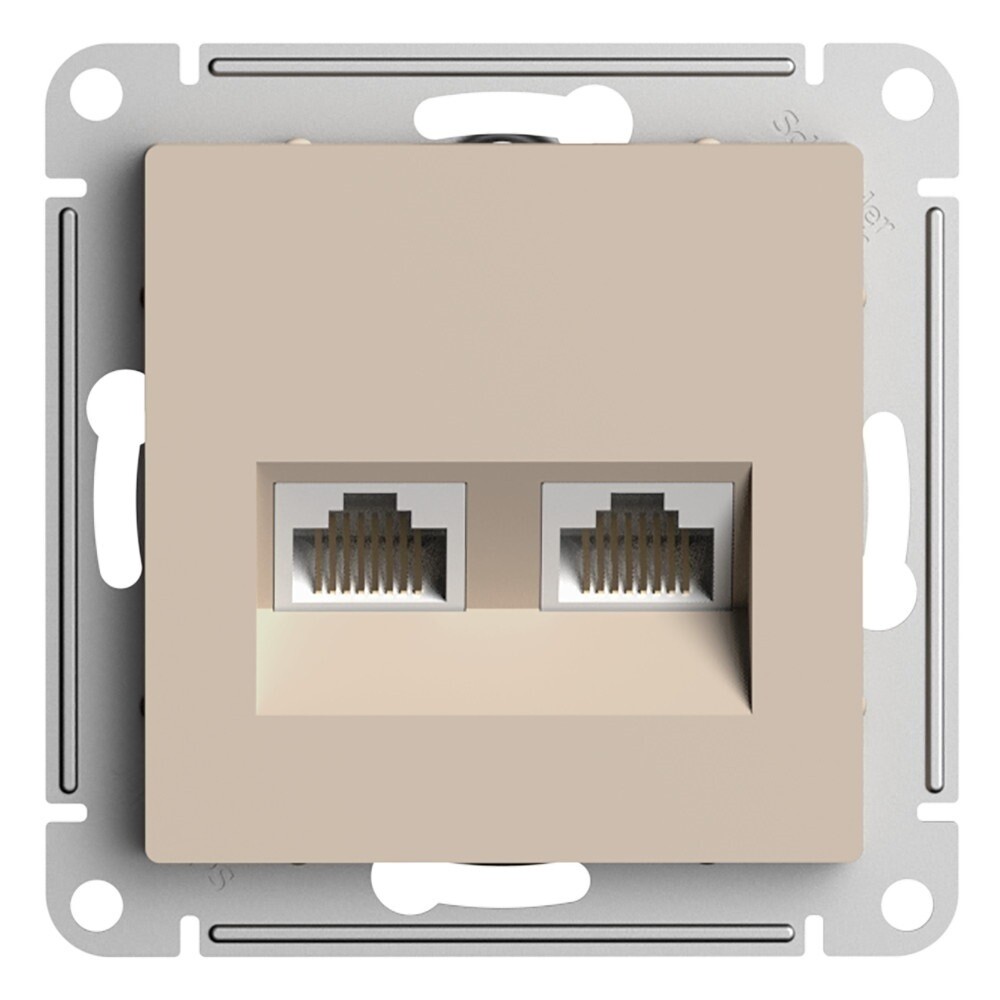 original-24747.jpg Розетка компьютерная Systeme Electric AtlasDesign встраиваемая песочная 2хRJ45 (ATN001285) — изображение 1
