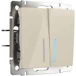 Выключатель Werkel двухклавишный встраиваемый слоновая кость проходной с подсветкой (a051477)