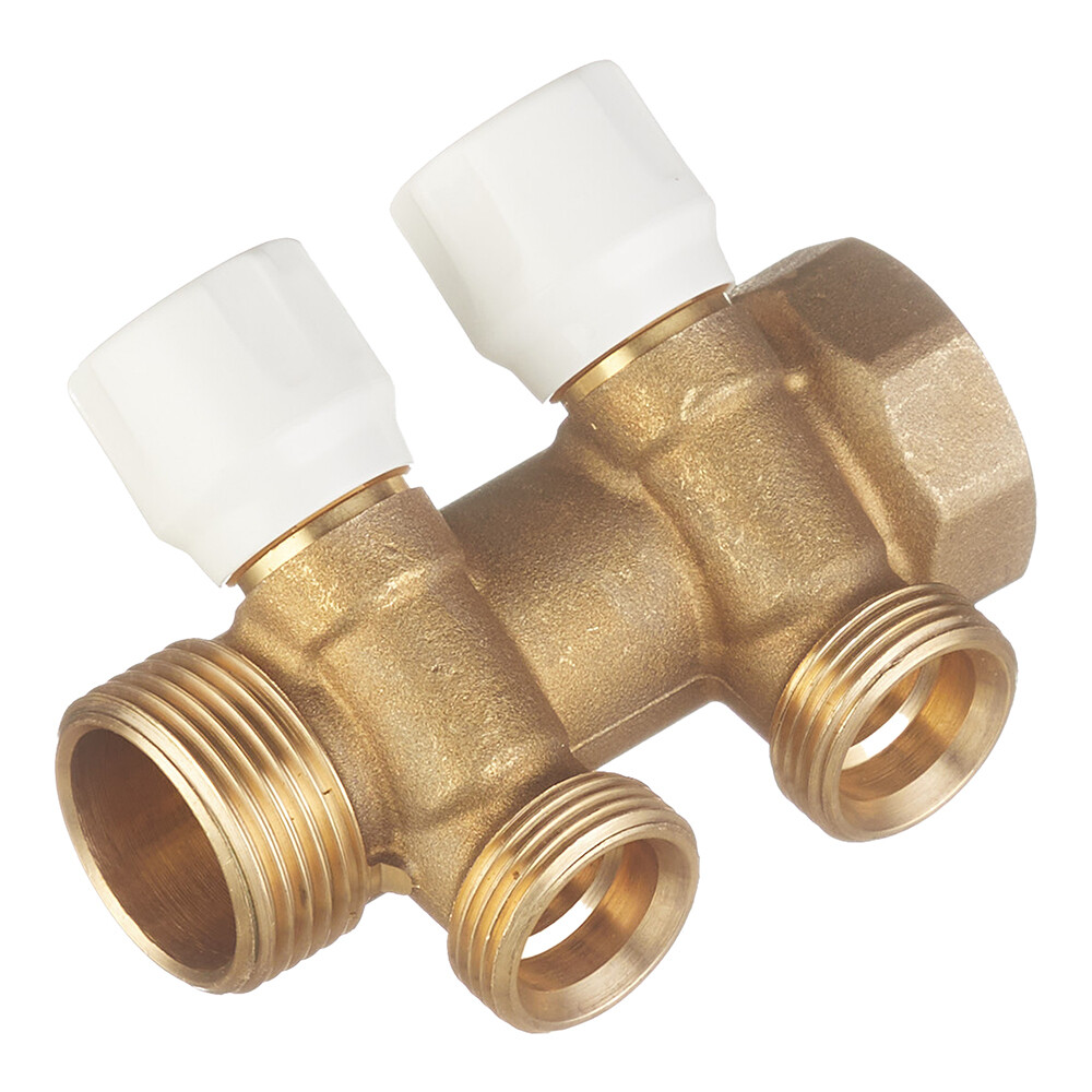 original-24931.jpg Коллектор Tece 1 ВР(г) х 2 выхода 3/4 НР(ш) ЕК х 1 НР(ш) с запорными вентилями (8730010) — изображение 1