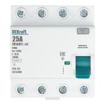 УЗО Dekraft УЗО-03 25А 3P+N тип AC 30 мА 6 кА компактное (14233DEK)