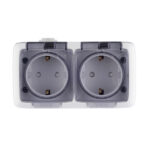 Розетка Hegel Alfa накладная белая со шторками с крышкой (РА16-252)