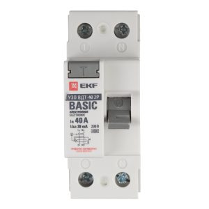 УЗО EKF Basic ВДТ-40 40А 1P+N тип AC 30 мА 4,5 кА (elcb-2-40-30e-sim)