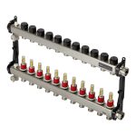 Коллектор для теплого пола Tece 1 ВР(г) х 11 выходов 3/4 НР(ш) ЕК х 1 ВР(г) с расходомерами (77310011)