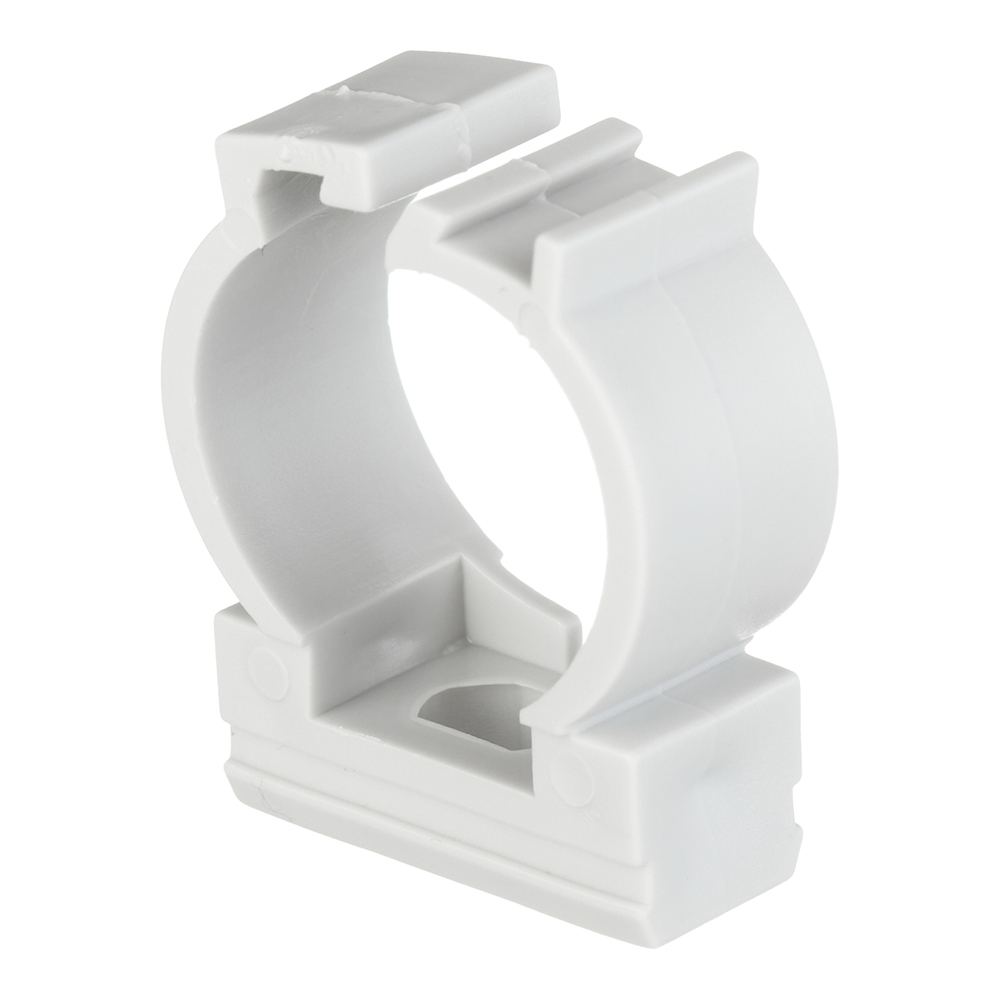 original-28820.jpg Крепеж-клипса для труб 20 мм Greenel с фиксатором серая (100 шт.) (GE50181) — изображение 1