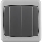 Выключатель Makel двухклавишный накладной серый (36064003)