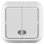 Выключатель Makel Siva Ustu двухклавишный накладной белый с подсветкой (45123)