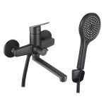 Смеситель для ванны Corsa Deco KX черный матовый однорычажный со средним изливом с лейкой (FBTKX2B)