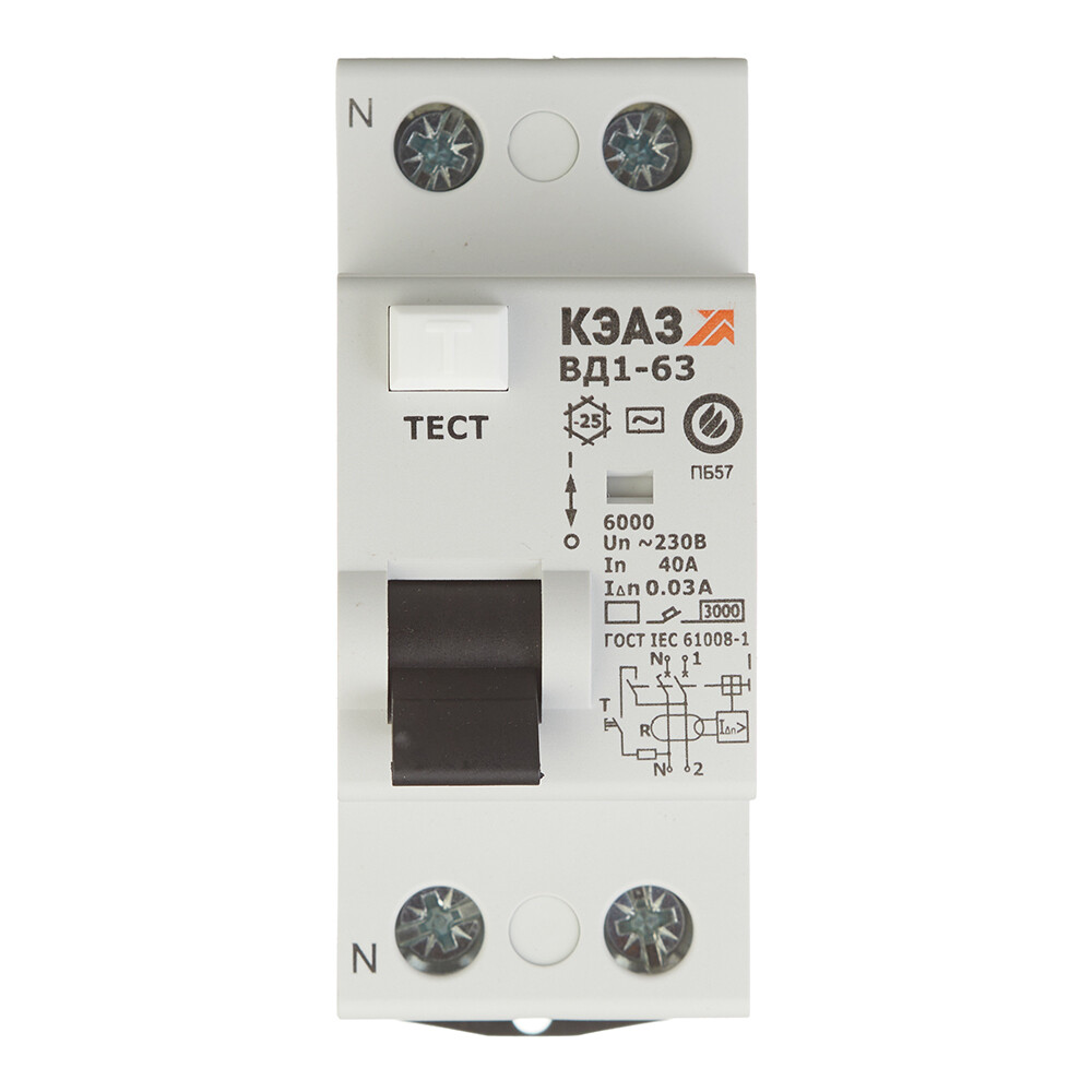 original-29754.jpg УЗО КЭАЗ OptiDin ВД1-63 40А 1P+N тип AC 30 мА 4,5 кА (221905) — изображение 1