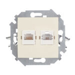 Розетка компьютерная/ телефонная Simon 15 встраиваемая слоновая кость RJ11/ RJ45 (1591590-031)