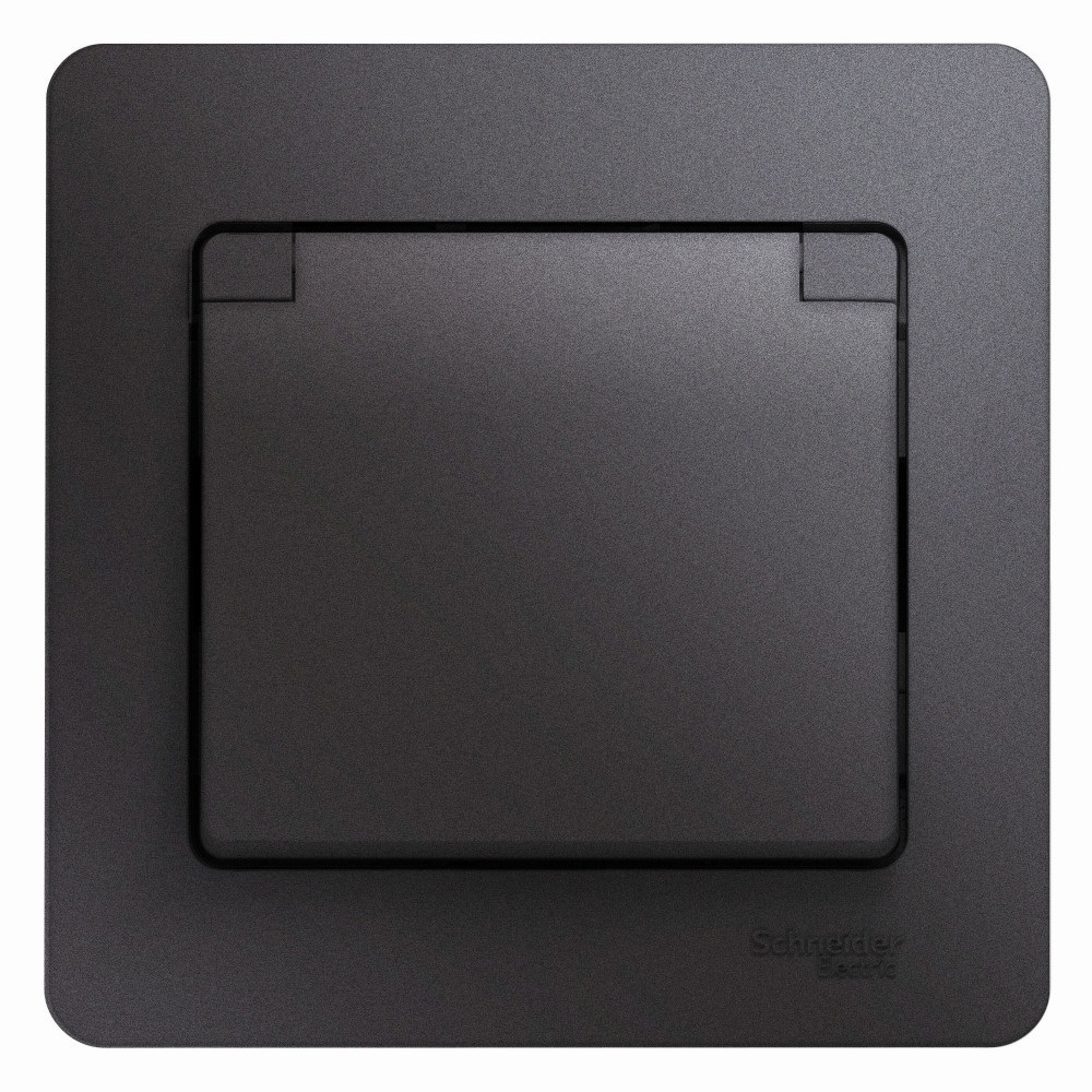 original-3189.jpg Розетка Systeme Electric Glossa встраиваемая графит со шторками с крышкой (GSL001346) — изображение 1