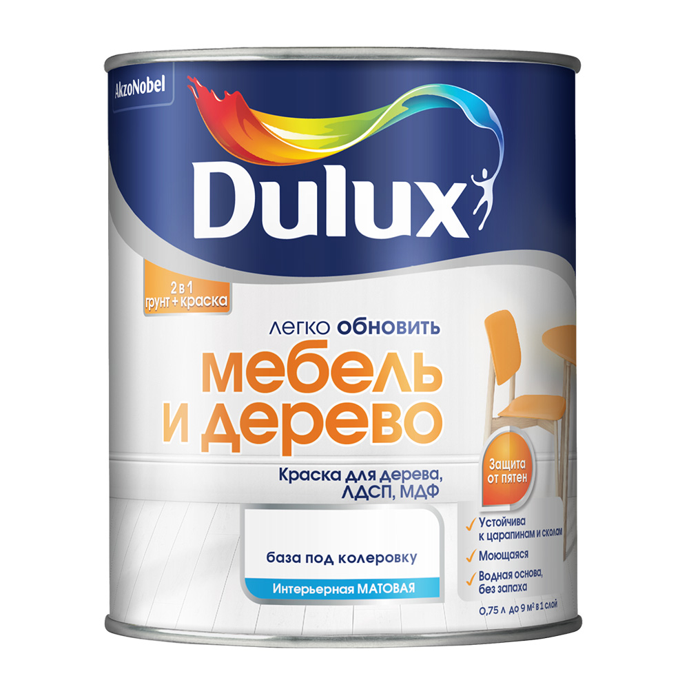 original-32278.jpg Краска Dulux/Luxium Мебель и Дерево основа BW белая матовая 0,75 л — изображение 1