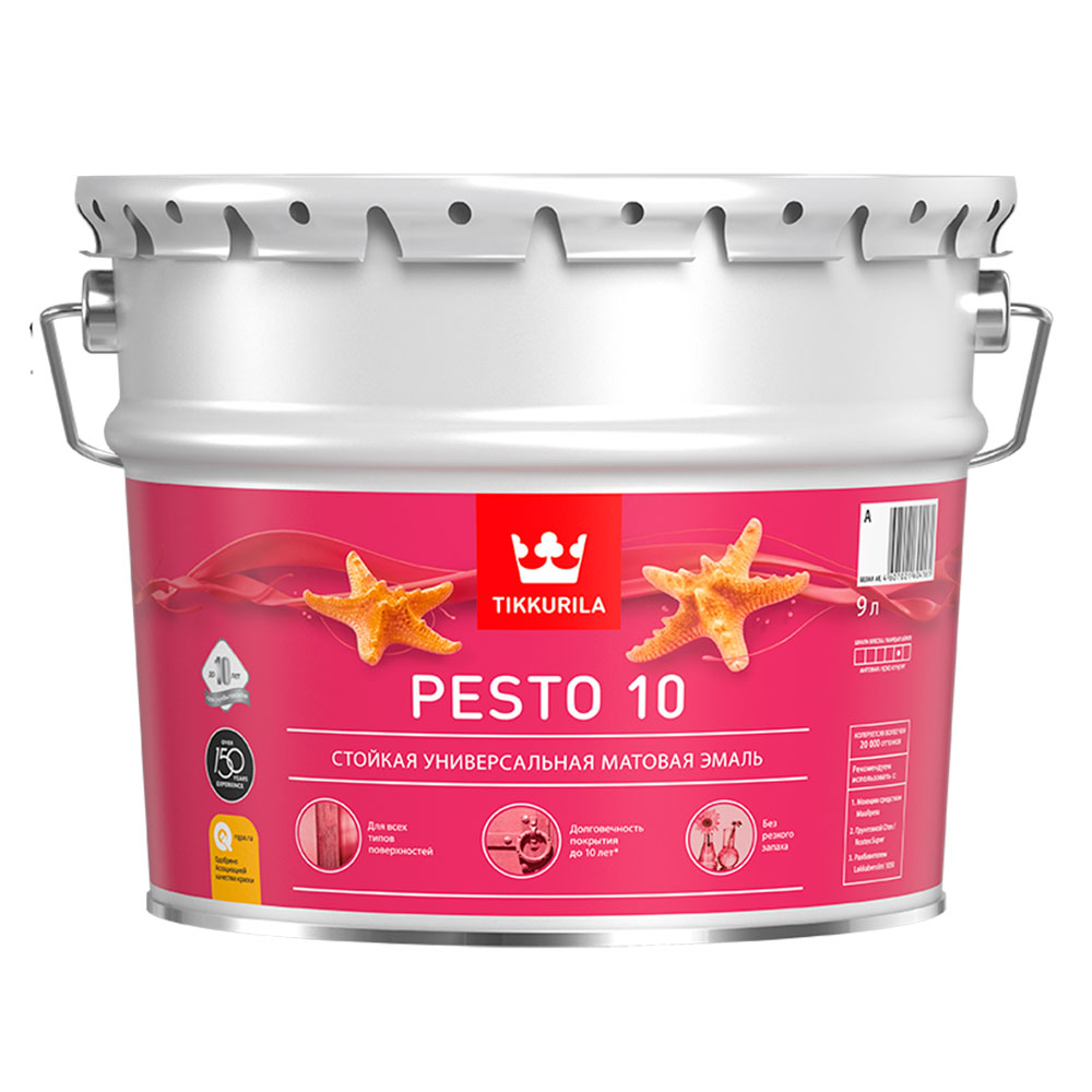 original-32448.jpg Эмаль алкидная Tikkurila/Tikkivala Pesto 10 база A матовая 9 л — изображение 1