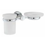 Стакан для ванной WasserKraft Donau с держателем стекло матовый/металл хром (K-9426)