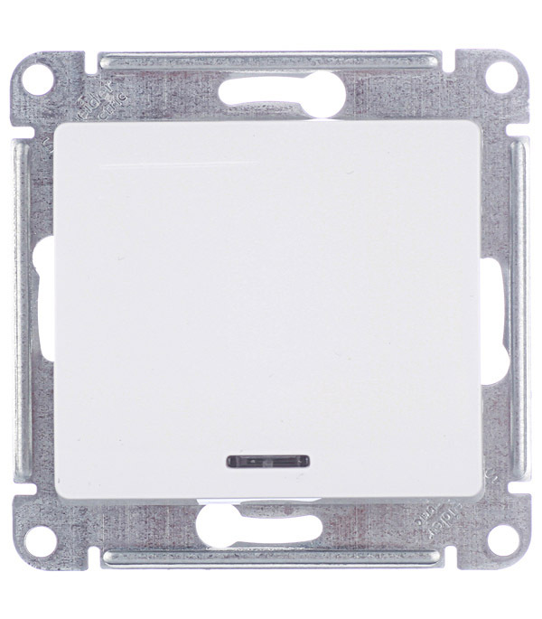 original-32584.jpg Выключатель Systeme Electric Glossa одноклавишный встраиваемый белый с подсветкой (GSL000113) — изображение 1