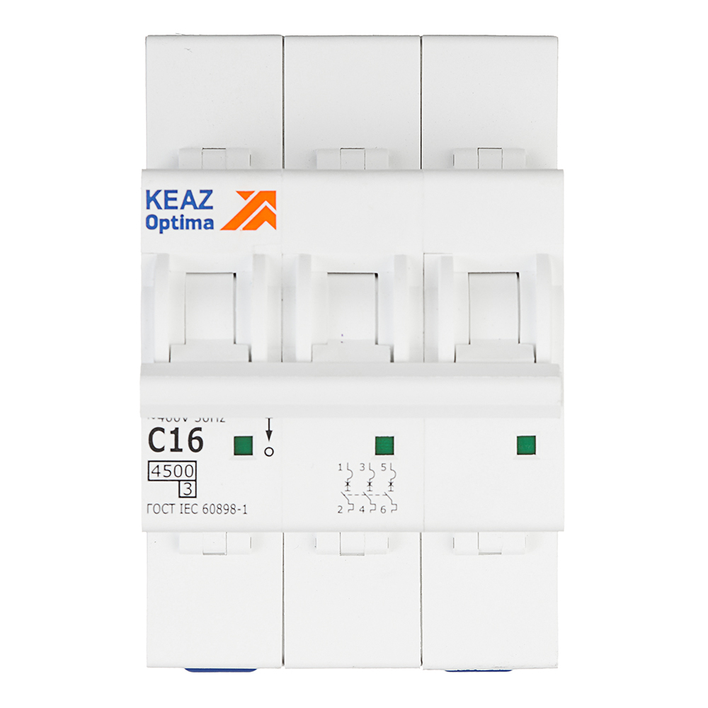 original-32727.jpg Автоматический выключатель модульный КЭАЗ OptiDin BM63 3P 16А тип C 4,5 кА 230/400 В (326812) — изображение 1