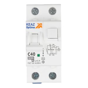 Автомат дифференциальный КЭАЗ OptiDin D63 40А 1P+N тип AC 100 мА 4,5 кА (328109)