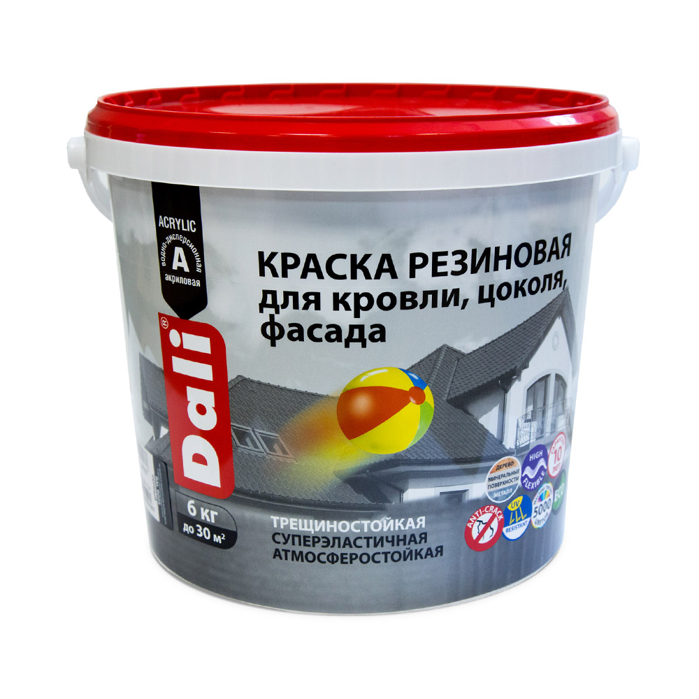 original-33001.jpg Краска фасадная Dali резиновая акриловая белая 6 кг — изображение 1