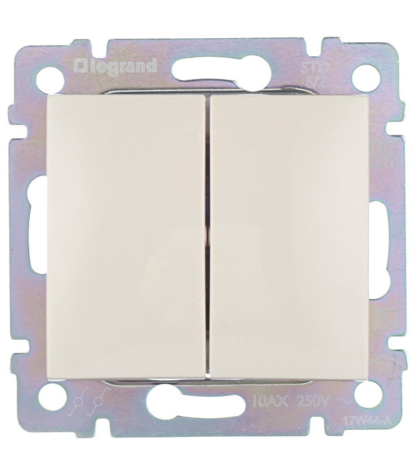 original-33130.jpg Переключатель Legrand Valena двухклавишный встраиваемый слоновая кость (695604) — изображение 1