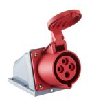 Розетка силовая угловая настенная Dekraft РС-103 с заземлением 3P+PE 3 фазы 32 А 380 В IP44 красная (26193DEK)