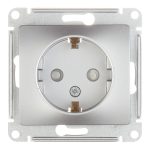 Розетка Systeme Electric Glossa встраиваемая алюминий со шторками (GSL000345)