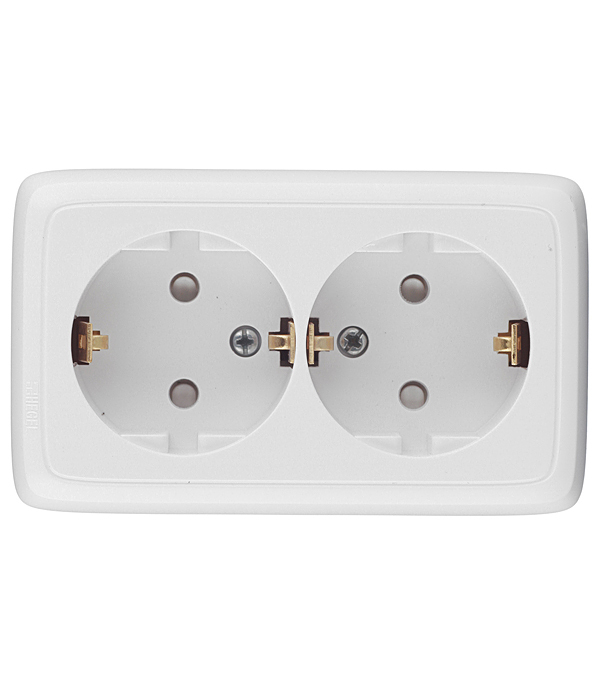 original-34808.jpg Розетка Hegel Alfa накладная белая со шторками (РА16-154) — изображение 1