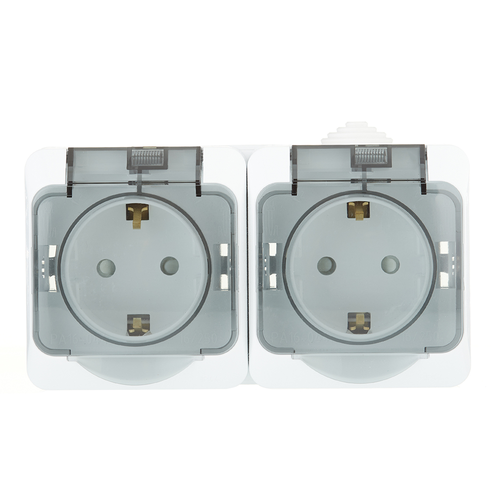 original-34929.jpg Розетка Systeme Electric Этюд накладная белая со шторками с крышкой (PA16-244B) — изображение 1