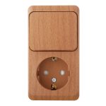 Блок выключатель и розетка Systeme Electric Этюд одноклавишный накладной бук (BPA16-201T)