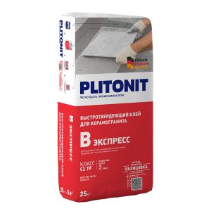 Клей для плитки/ керамогранита/ камня Plitonit В Экспресс Вб быстротвердеющий серый класс C1 TF 25 кг