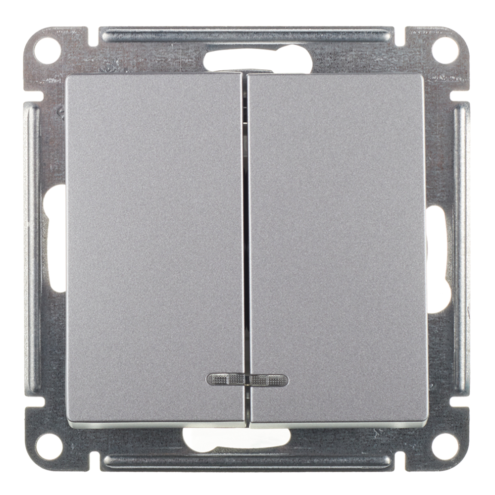 original-36104.jpg Выключатель Systeme Electric AtlasDesign двухклавишный встраиваемый алюминий с подсветкой (ATN000353) — изображение 1