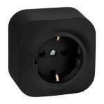 Розетка Legrand Quteo накладная черная со шторками (782476)